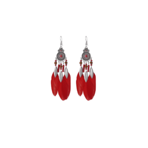 Bohemian Ethnic Feather Drop Earrings For Women Elegant Wood Beads Leaf Long Tassels Dangle Earring Girls Fashion Party Jewelry