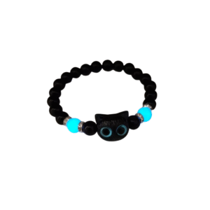 Cute Cartoon Big Eye Cat Luminous Bracelets For Women Men Animal Black White Kitten Beaded Bangles Friendship Couple Jewelry