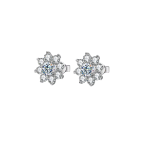 DW 0.5CT Moissanite Diamond Flower Stud Earrings for Women Real 925 Sterling Silver Solitaire Eternity Wedding Party Jewelry