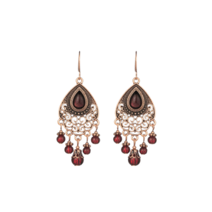 Ethnic Orange Beads Tassel Drop Earrings for Women Antique Gold Plated Geometric Pendientes Earring Boho Vintage Jewelry
