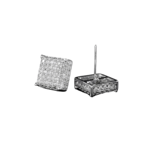 Huitan Women Men Stud Earrings Classic Square Shaped Ear Stud Piercing Sparkling Cubic Zirconia Daily Wearable Versatile Jewelry