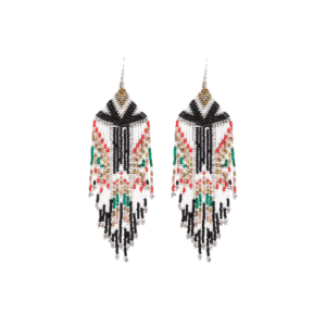 Kaseakia Flag Long Beaded Tassel Dangle Earrings, Big Large Boho Bohemian Statement Seed Bead Fringe Drop Earrings for Women