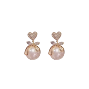 Korean Vintage Imitate Pearl Crystal Earrings for Women Jewelry High-class Luxury Zircon Flower Butterfly Leaf Stud Earrings