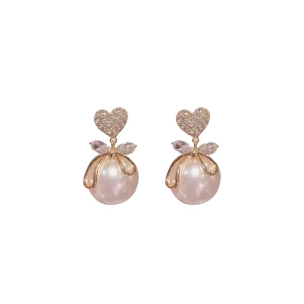 Korean Vintage Imitate Pearl Crystal Earrings for Women Jewelry High-class Luxury Zircon Flower Butterfly Leaf Stud Earrings