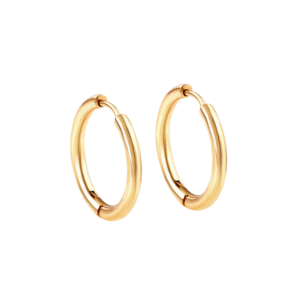LUXUSTEEL 8-20mm Chunky Hoops Earring Stainless Steel For Women Men Gold Color Miami Round Circle Cartilage Ear Piercing Jewelry