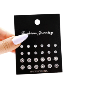 Maximum 36 Pairs Shiny Zircon Stud Earrings Set for Women Men Daily Versatile Chic Silver Color Crystal Ear Jewelry Accessories