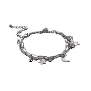 Star Moon Pendant Double Chain Bracelets Women's Stainless Steel Bracelets Trendy Jewelry for Lover Anniversary Gifts