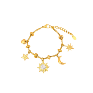 Trendy Moon Heart Stainless Steel Bracelet Bangle For Women Cute Luxury Charm Jewelry Wedding Banquet Gift