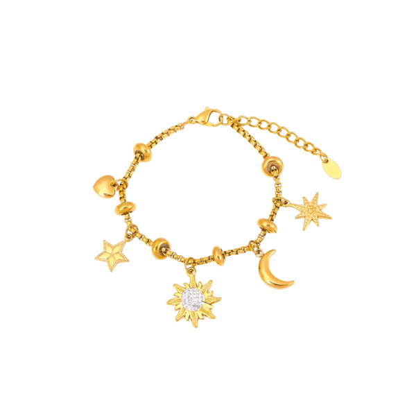 Trendy Moon Heart Stainless Steel Bracelet Bangle For Women Cute Luxury Charm Jewelry Wedding Banquet Gift
