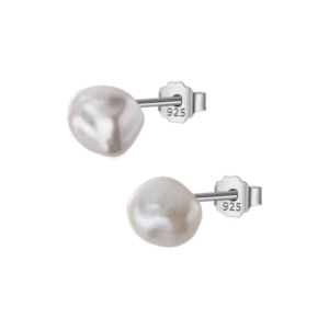 Trustdavis Authentic 925 Sterling Silver Sweet Irregular Pearl Stud Earrings For Women Wedding Party FIne Jewelry DA1224