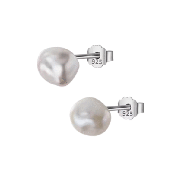Trustdavis Authentic 925 Sterling Silver Sweet Irregular Pearl Stud Earrings For Women Wedding Party FIne Jewelry DA1224