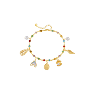 2025 New Fashion Gold Color Starfish Shell Chain Bracelet for Women Stainless Steel Metal Flower Pendant Bracelet Jewelry Gift
