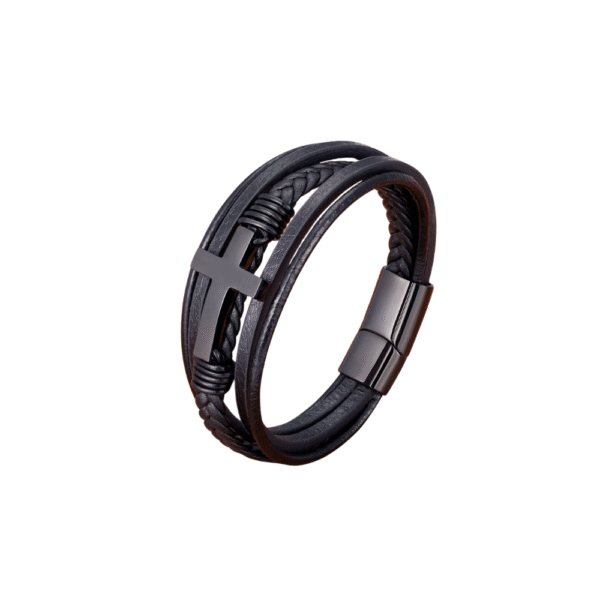 XQNI Luxury Multicolor Cross Design Classic Stainless Steel Men's Leather Bracelet 19/21/23cm Choose Handsome Christmas Gifts