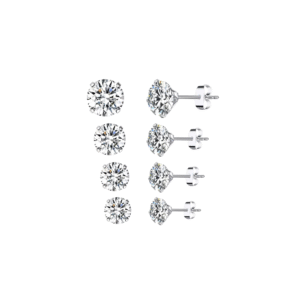 bamoer CZ Stud Earrings 925 Sterling Silver Platinum Plated Round Cubic Zirconia Hypoallergenic Earrings 4mm 5mm 6mm 7mm BSE166