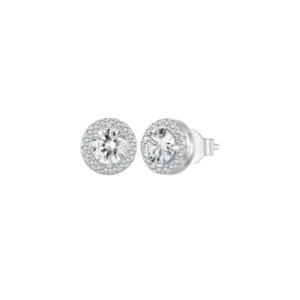 BAMOER Platinum Plated Halo CZ Stud Earrings 925 Sterling Silver Hypoallergenic Classic Elegant Earrings Fashion Jewellry BSE893