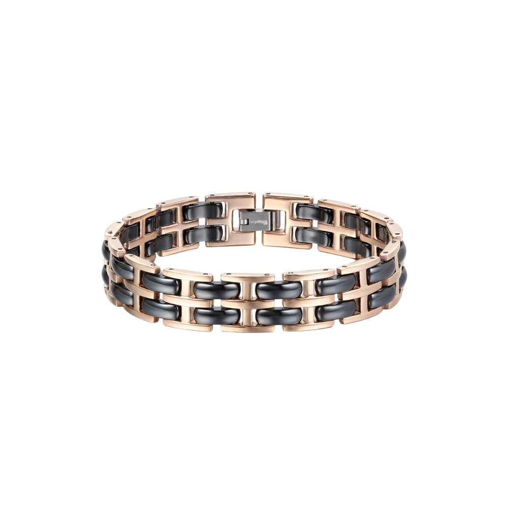 BONISKISS Fashion Charm Magnetic Bracelet Male Black Ceramic Energy Stainless Steel Bracelets Hand Chain Hologram Bracelets 2021