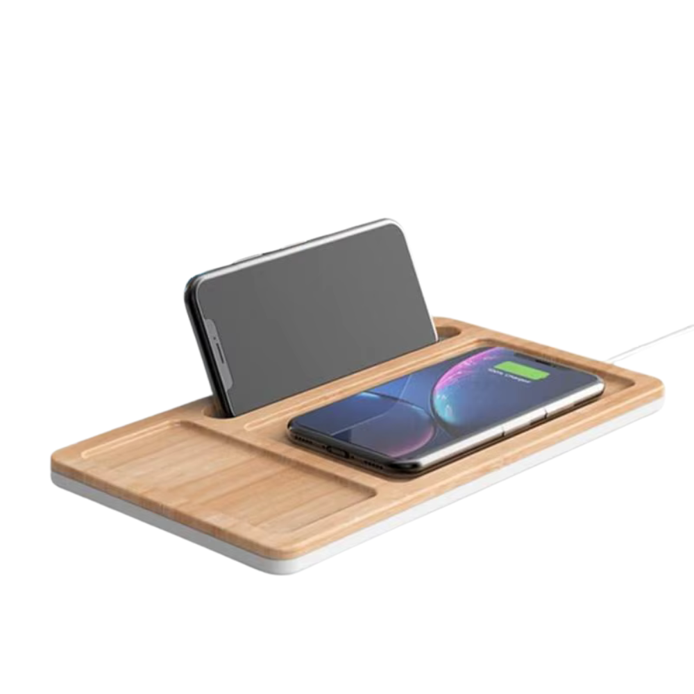 10W Wireless Charger Pad Stand Desktop wooden tray holder Phone Charging Station smartphone Charging Station Organizer Holder