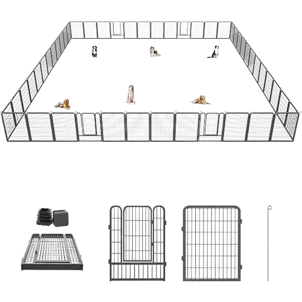 Dog Playpen 40 inch Dog Fence for Outdoor Indoor Use Heavy Duty Metal Dog Pen for Large Dogs, Rustproof Pet Playpen Portable Pet