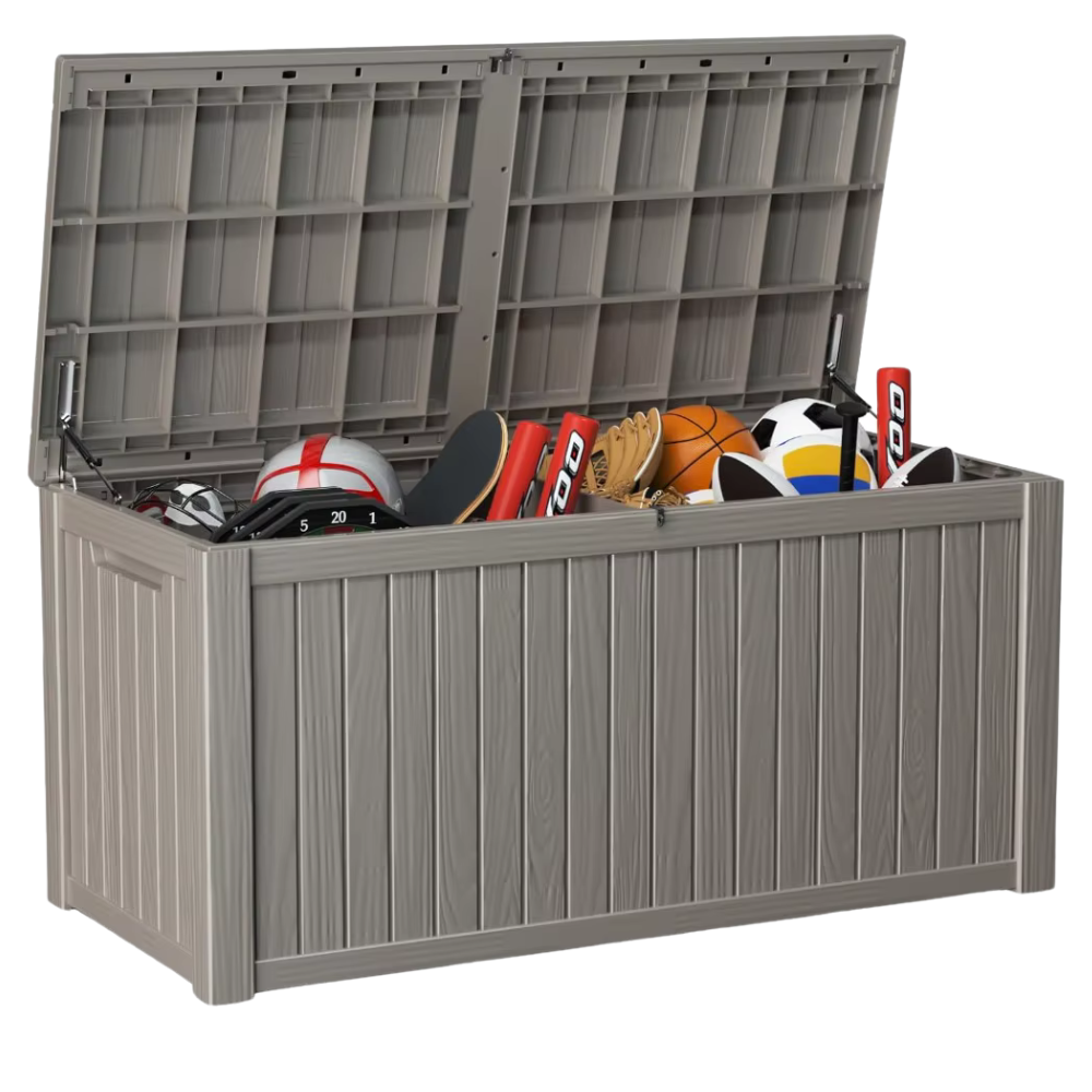 150 Gallon Outdoor Storage Box - Deck Box Waterproof Patio Furniture, Garden Tools, Cushions, Pool Accessories Outside Storage R