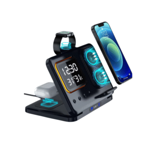 15W Wireless Charging Station Electronic Clock Thermometer Multi-functional Charger For IPhone SamsungXiaomi Smartphone Watch