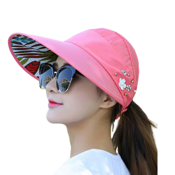 Fashion Womens Ladies Summer Vacation Wide Brim Foldable Sun Hat Anti-UV Beach Visor Caps Casual Hats