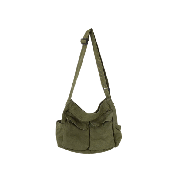 Female Fashion Canvas Shoulder Bag Large Capacity Mobile Phone Crossbody Bag Shopping Travel Bag Decoration