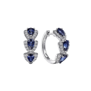 Huitan Luxury Trendy Blue Cubic Zirconia Hoop Earrings Wedding Party Elegant Accessories for Women Anniversary Gift New Jewelry