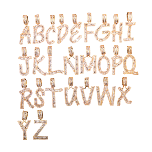 Initials Letters Pendant For Men Women Gold Color Bling Zirconia A-Z Name Necklace Chain Link Hip Hop Jewelry