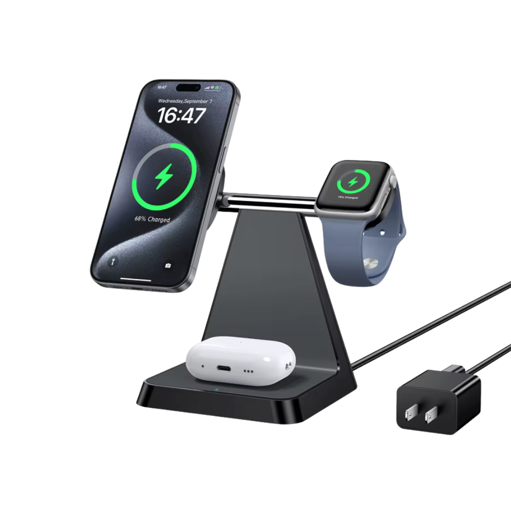 Magnetic Wireless Charger for iPhone -3-in-1 Magnetic Safe Charging Station for Various Apple Devices