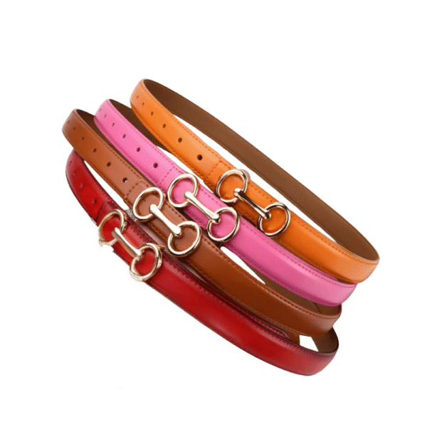 2.4cm Belts for Women Girls Fashion Waist Belt Cowhide Leather Simple 8 Metal Pin Buckle Belt Leisure Dress Jeans Waistband
