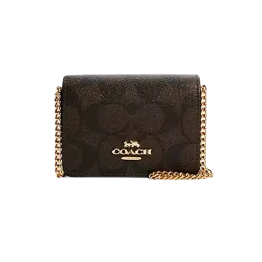 Mini Wallet On A Chain Women Chain Purse Ladies Casual Wallet Small Crossbody Bag In Signature Canvas,6650