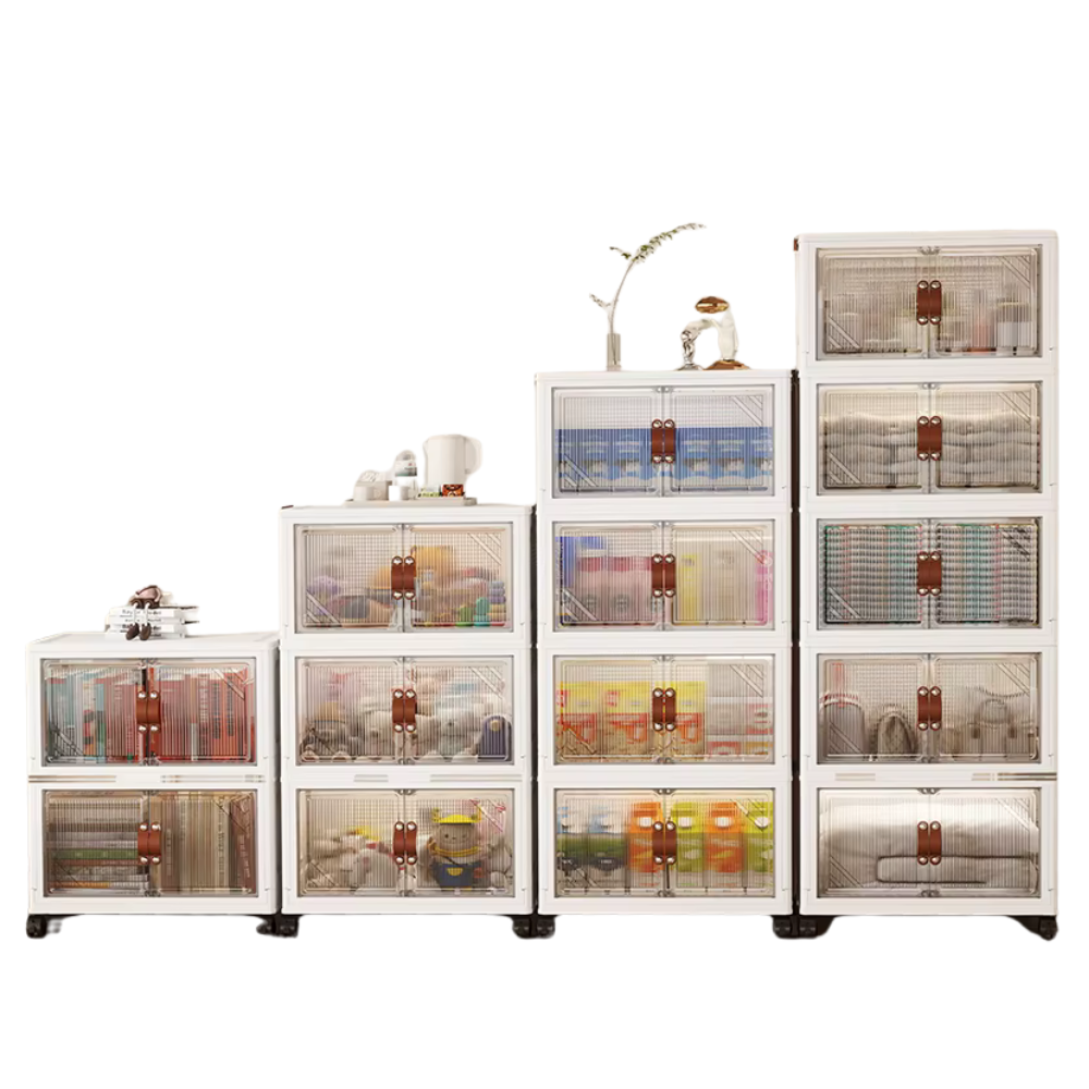 Multi-layer Multifunction Folding Living Room Cabinet Closet Organizer With Wheel Stackable Sundries Large Capacity Storage Box
