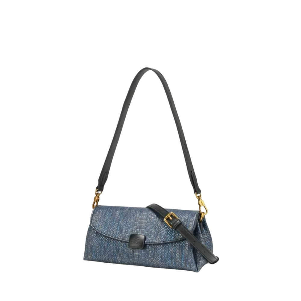 New Snake Blue Shoulder Underarm Bag Multi Compartment Casual Soft Leather Women's Bag