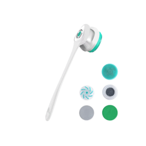 Pealy  Body Brush Massage Facial Cleansing 2in1  degree Automatic Rotation IP67 Waterproof 5 Brushes 3 Section Strength 40cm Lon