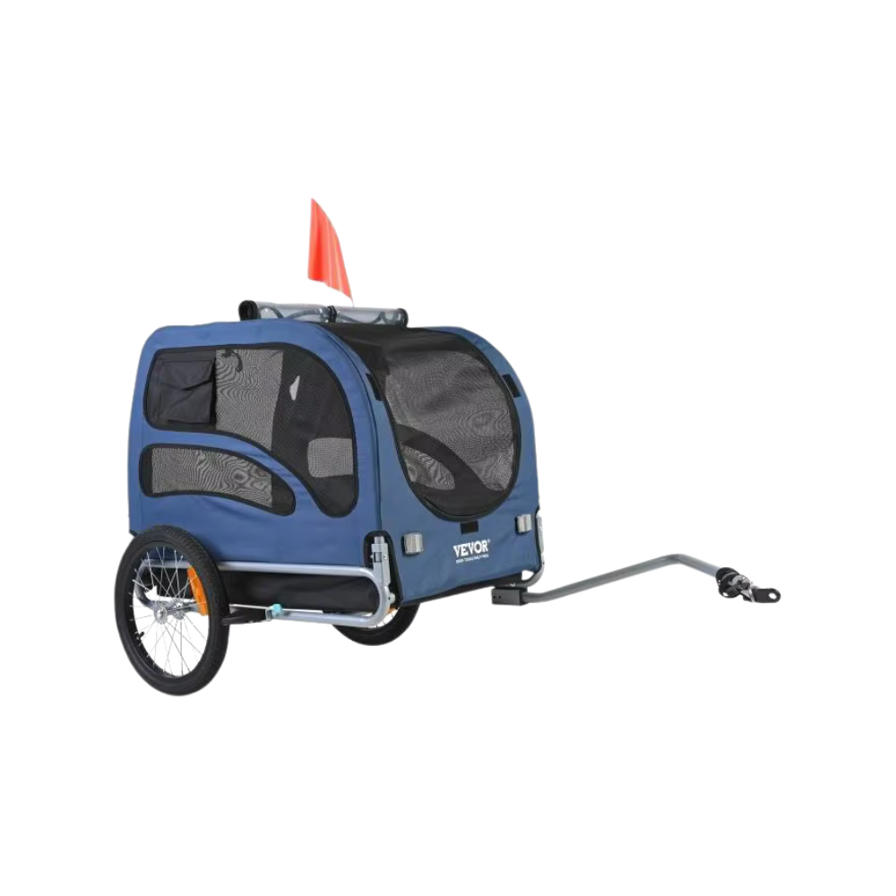 VEVOR 100 lbs Pet Cart Bicycle Carrier Dog Bike Trailer with Coupler, Reflectors, Flag, Collapsible to Store for Dogs Travel