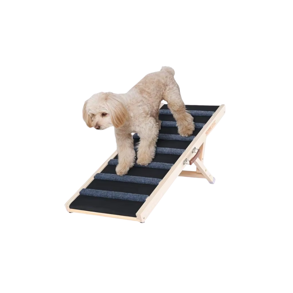 VEVOR Dog Ramp Folding Ladder Anti-slip High Adjustable Wooden Pet Ramp Removable for Small Old Dog Climbing Stairs Sofa Car Bed