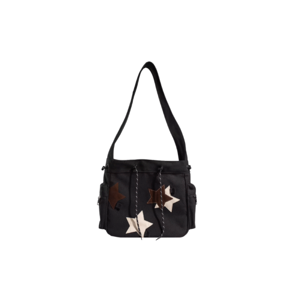Women Cute Crossbody Bag Large Capacity Canvas Lovely Shoulder Bag Star Applique Y2K Street Style School Bag for Teens Students