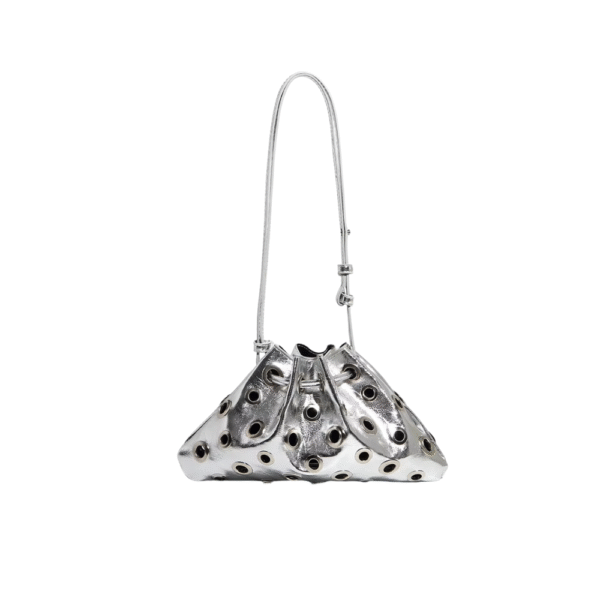 Women Metal Stud Y2k Shoulder Bag Large Capacity Retro Hollow Handbag Drawstring Crossbody Bag Shopping Vacation Handbag