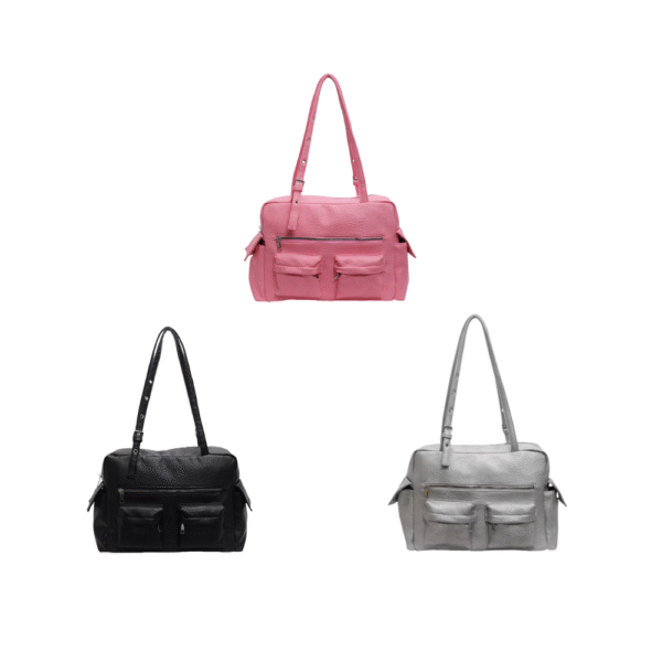Women PU Leather Handbag Adjustable Strap Shoulder Bag with Multi-Pockets Satchel Bag Solid Tote Bag for Work Travel