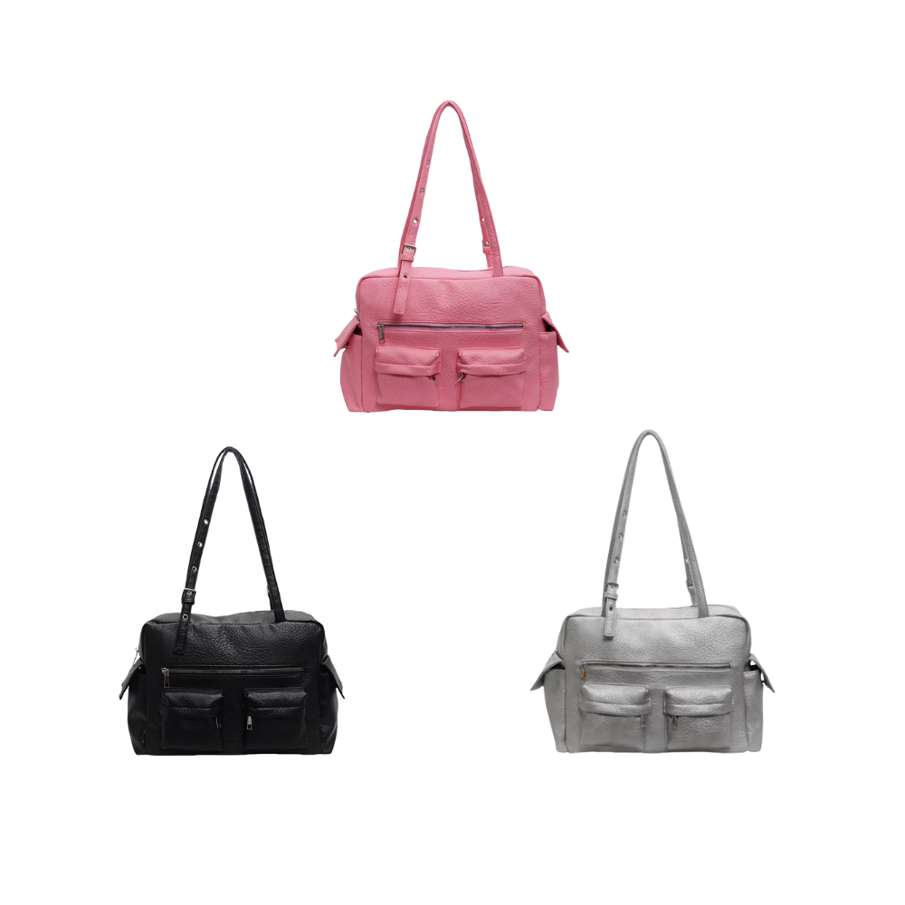 Women PU Leather Handbag Adjustable Strap Shoulder Bag with Multi-Pockets Satchel Bag Solid Tote Bag for Work Travel