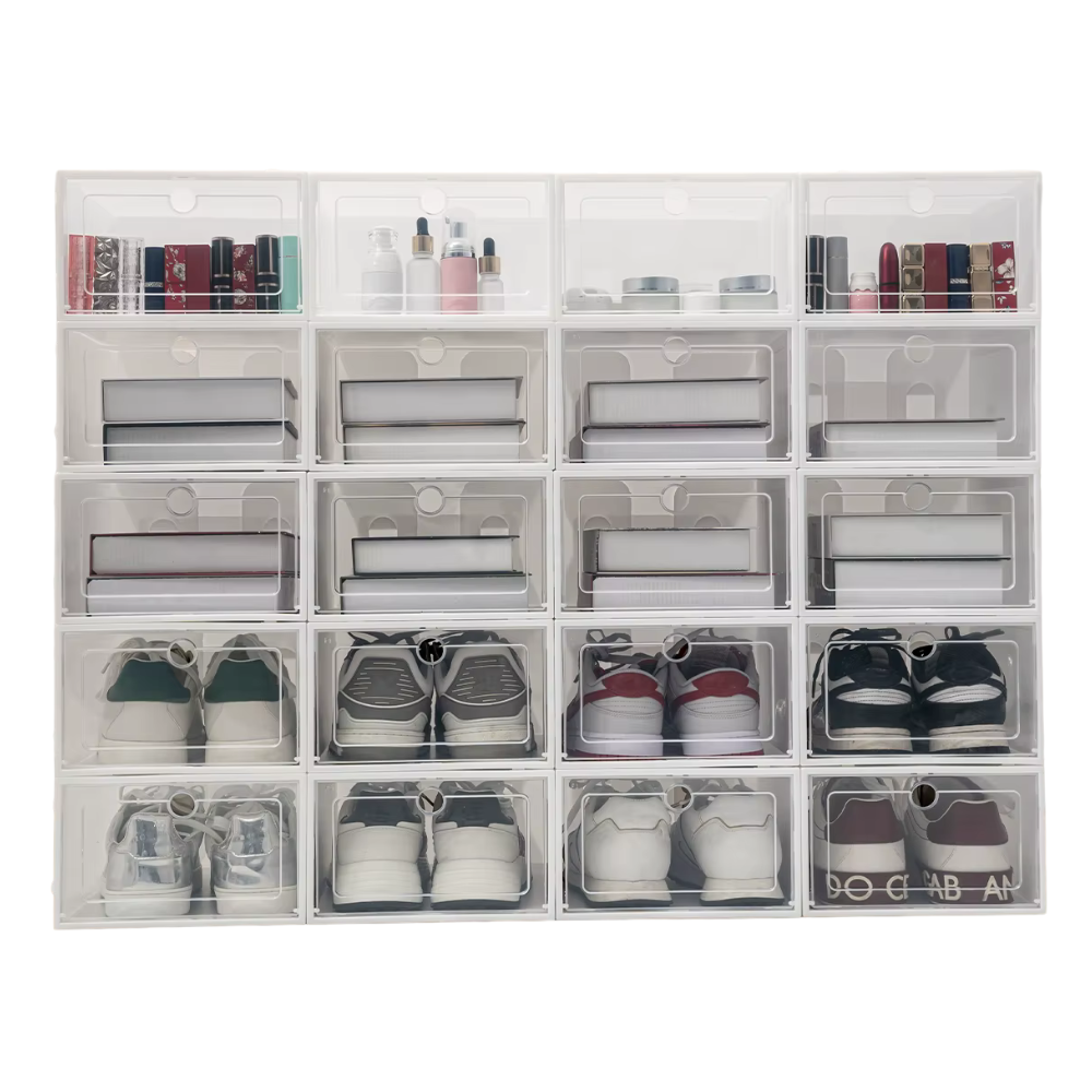 20pcs Shoe Box Set Foldable Storage Plastic Clear Home Organizer Rack Stack