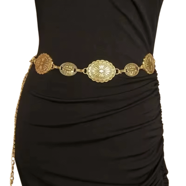 1 piece set of waist chain accessories for women's retro Bohemian ethnic style high-end silver metal chain belt with skirt belt