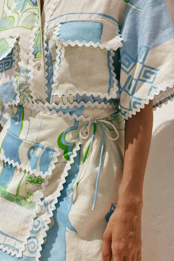 Fashion Printed Ruffle 2 Piece Set Women Summer Casual Patchwork Holiday Trendy Pocket Button Tops And Mini Skirt Two Piece Sets - Image 15